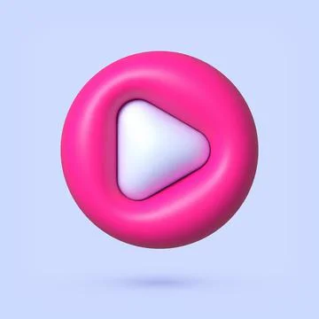 Play Button 3d render vector. Modern 3d banner with red play on white background 스톡 일러스트