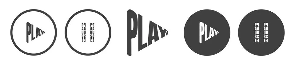 Play button and Pause button icon made from text warp vector illustration Stock Illustration