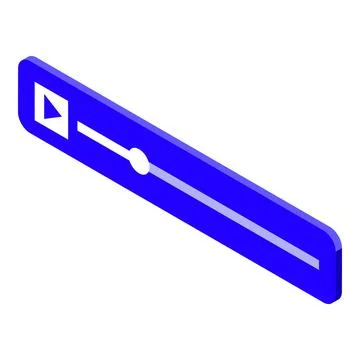 Play button and progress bar showing watching progress isometric icon Stock Illustration