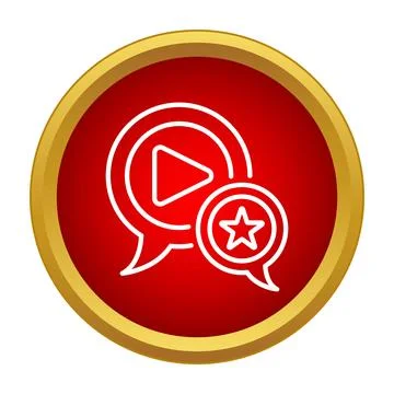 Play button and star icon for video review rating Stock Illustration