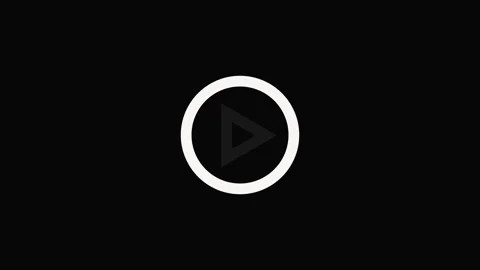 Play button animation on black background. White play button video media sy.. Stock Footage 337616245