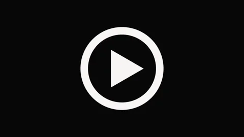 Play button animation on black background. White play button video media sy.. Stock Footage 337616252