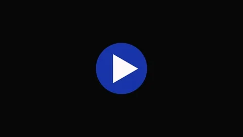 Play button animation on blue circle. White play button video media symbol... Stock Footage 337616257