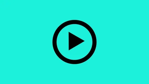 Play button animation on blue screen for video playback Stock Footage 346490748