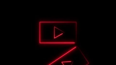 Play button animation with red neon glow. Play button digital video symbol... Stock Footage 337022293