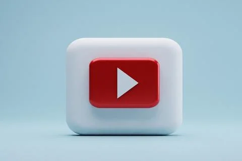 Play button app icon on blue background, digital media Stock Illustration