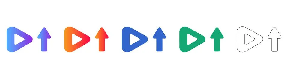 Play Button With Arrow Icon Set Illustrazione stock