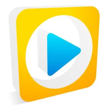 Play button, arrow symbol in rectangle with shadow Stock Illustration