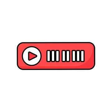 Play button audio wave sound equalizer outline vector isolated button Stock Illustration