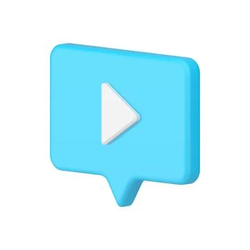 Play button blue speech bubble video television channel music broadcasting is Illustrazione stock