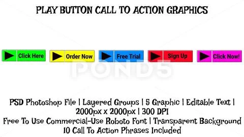 Play Button Call To Action Button, Video Creator Graphic, Influencer Template PSD Template