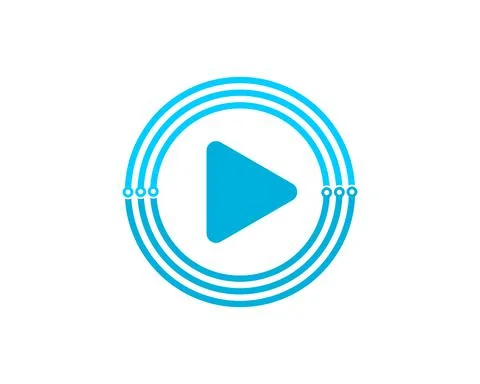 Play button in the circle circuit tech Stock Illustration