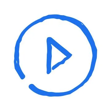 Play Button In A Circle Hand Drawn In A Doodle Vector Illustration Style Stock Illustration