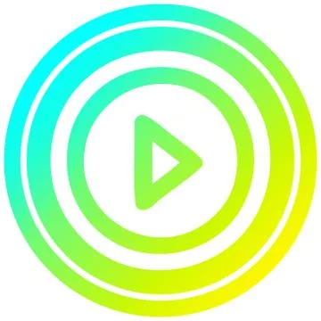 Play button circular in cold gradient spectrum Illustrazione stock
