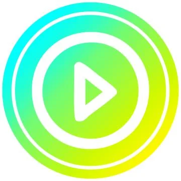 Play button circular in cold gradient spectrum Illustrazione stock