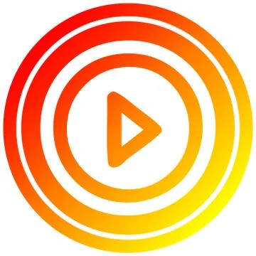 Play button circular in hot gradient spectrum Illustrazione stock