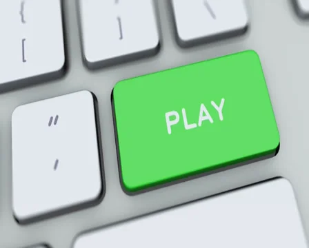 Play button on computer keyboard. Key is pressed, click for HD Stock Footage 35647539