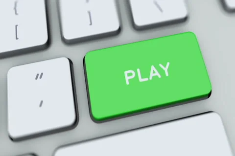 Play button on computer keyboard. Key is pressed, click for HD Stock Footage 35648346