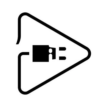 Play button with connecting cable and ports 스톡 일러스트