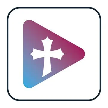 Play Button Cross Logo Christian Media Church Stock Illustration