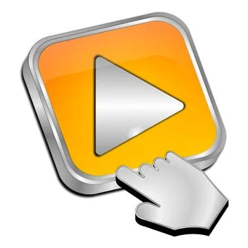 Play Button with Cursor - 3D illustration Stock Illustration