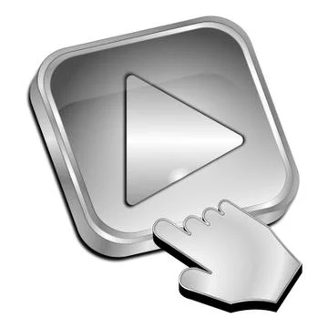 Play Button with Cursor - 3D illustration Stock Illustration