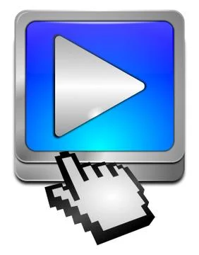 Play Button with cursor Stock Illustration