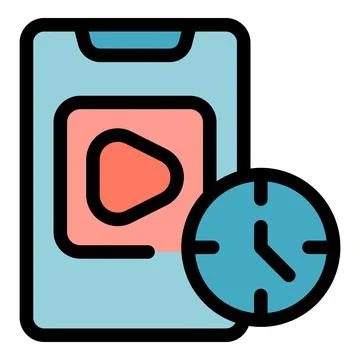 Play button displayed on smartphone screen with clock, indicating limited vie Stock Illustration