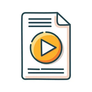 Play button document. Document icon with a play button, symbolizing video c.. Stock Illustration