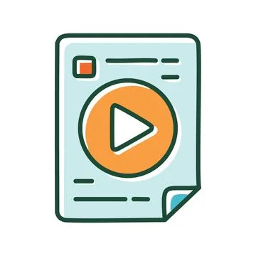 Play button document. A document with a large play button in the center, sy.. Stock Illustration