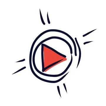 Play button in flat design. Online podcast and live broadcast listen start... Stock Illustration
