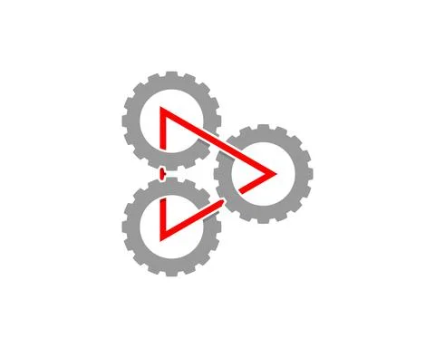 Play button in the gear wheel logo Stock Illustration