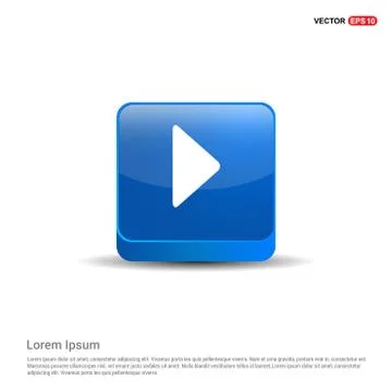 Play Button Icon - 3d Blue Button Illustrazione stock