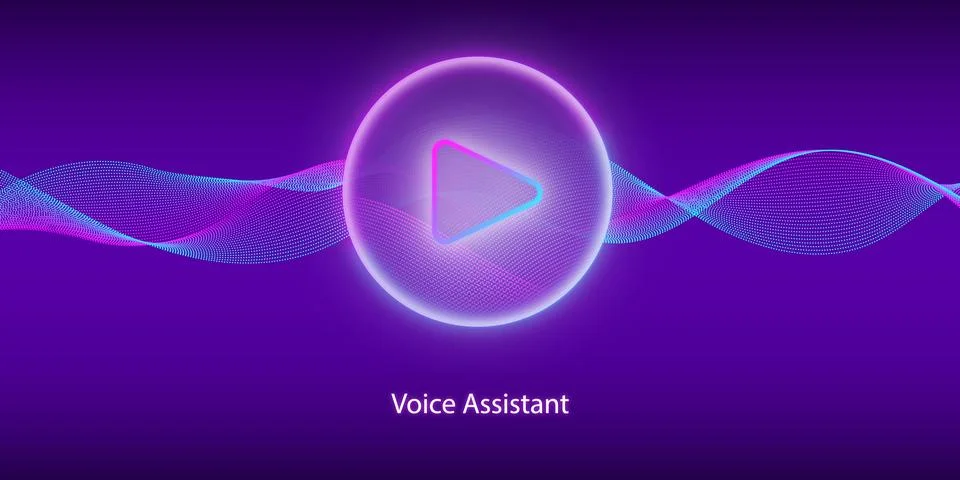 Play button icon. Artificial intelligence concept. Personal assistant. Voice 스톡 일러스트