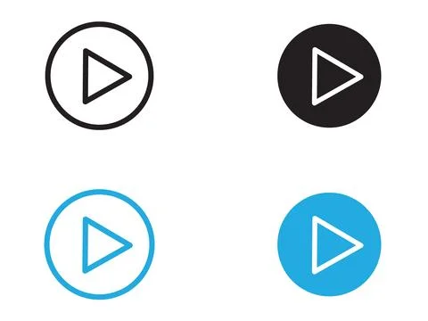 Play button icon black and white vector outline sign Stock Illustration