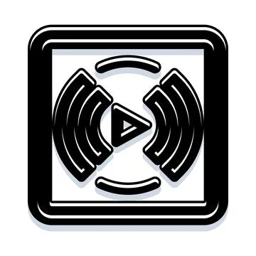 Play button icon broadcasting sound waves logo Stock Illustration