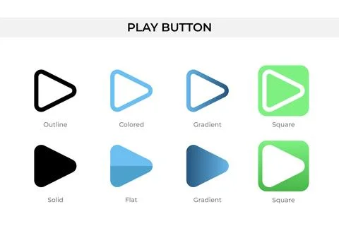 Play Button icon in different style. Play Button vector icons designed in o.. Stock Illustration