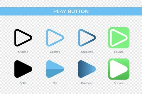 Play Button icon in different style. Play Button vector icons designed in o.. Illustrazione stock