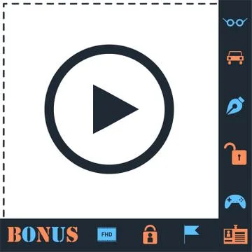 Play button icon flat Stock Illustration