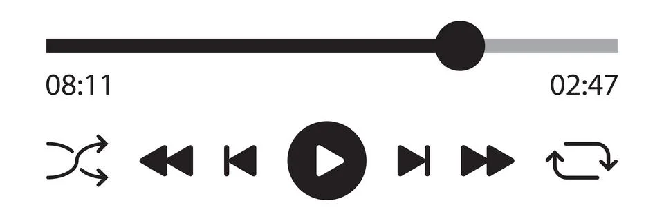 Play button icon in flat style. Music player vector illustration on isolate.. Stock Illustration