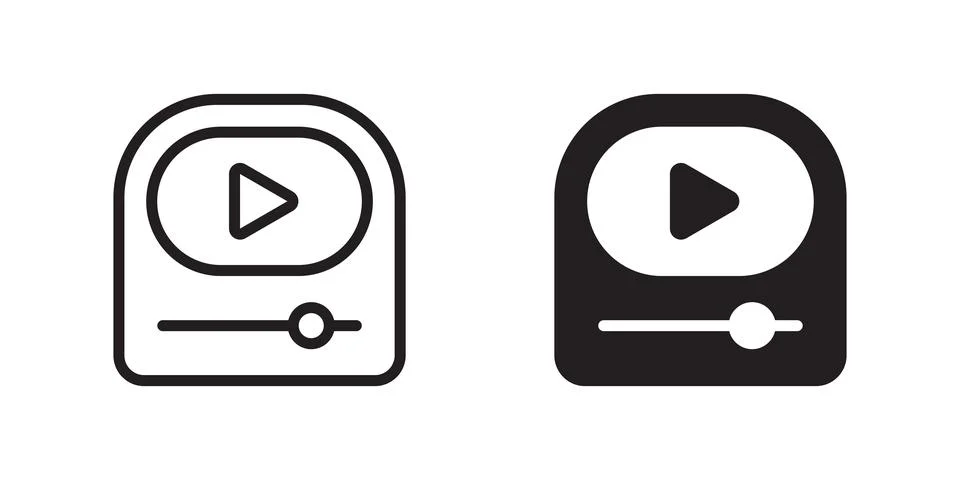 Play button icon in flat style. Music player vector illustration on isolate.. Stock Illustration