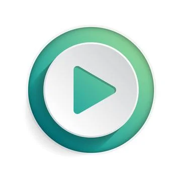 Play button icon in flat style. Sound control vector illustration on isolat.. Stock Illustration
