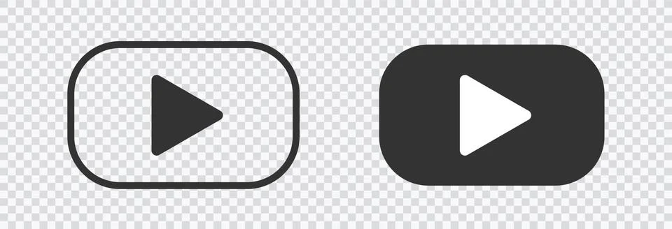 Play button icon isolated on transparent background. Black symbol for your Stock Illustration