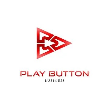 Play Button Icon Logo Design Template Stock Illustration