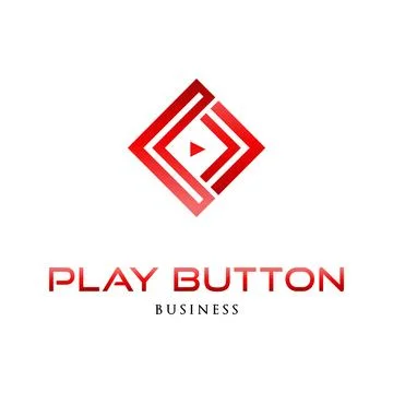 Play Button Icon Logo Design Template 库存插图