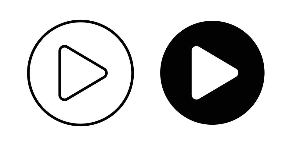 Play button icon logo. Outline style icons with flat versions Stock Illustration