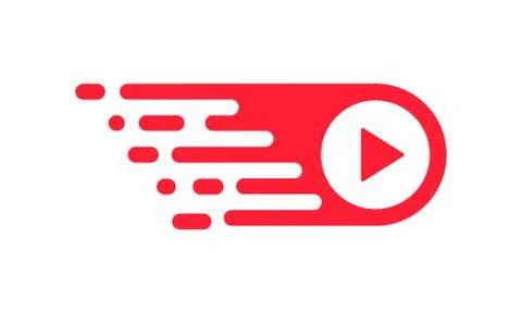 Play button icon logo template. Material design, flat style. Vector on isolat Stock Illustration
