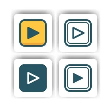 Play button icon for mobile, web, and presentation with flat color vector ill Ilustración de archivo