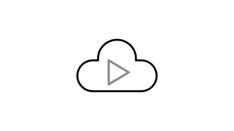 A play button icon positioned inside a fluffy cloud, symbolizing streaming .. Stock Footage 333461946