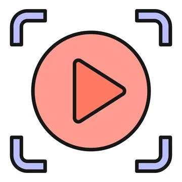 Play button icon with recording frame 库存插图
